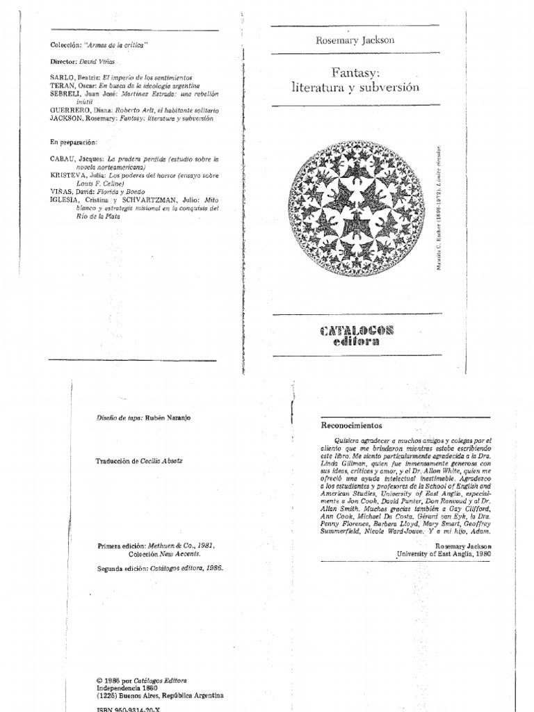 Jackson, Rosemary Fantasy Literatura y Subversión Cap. 1 PDF