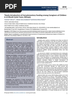 Timely Introduction of Complementary Feeding Among Caregivers of Children 612 Month Sodo Town Ethiopia