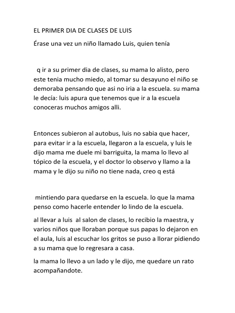El primer día de clases de Luis | PDF | Poesía
