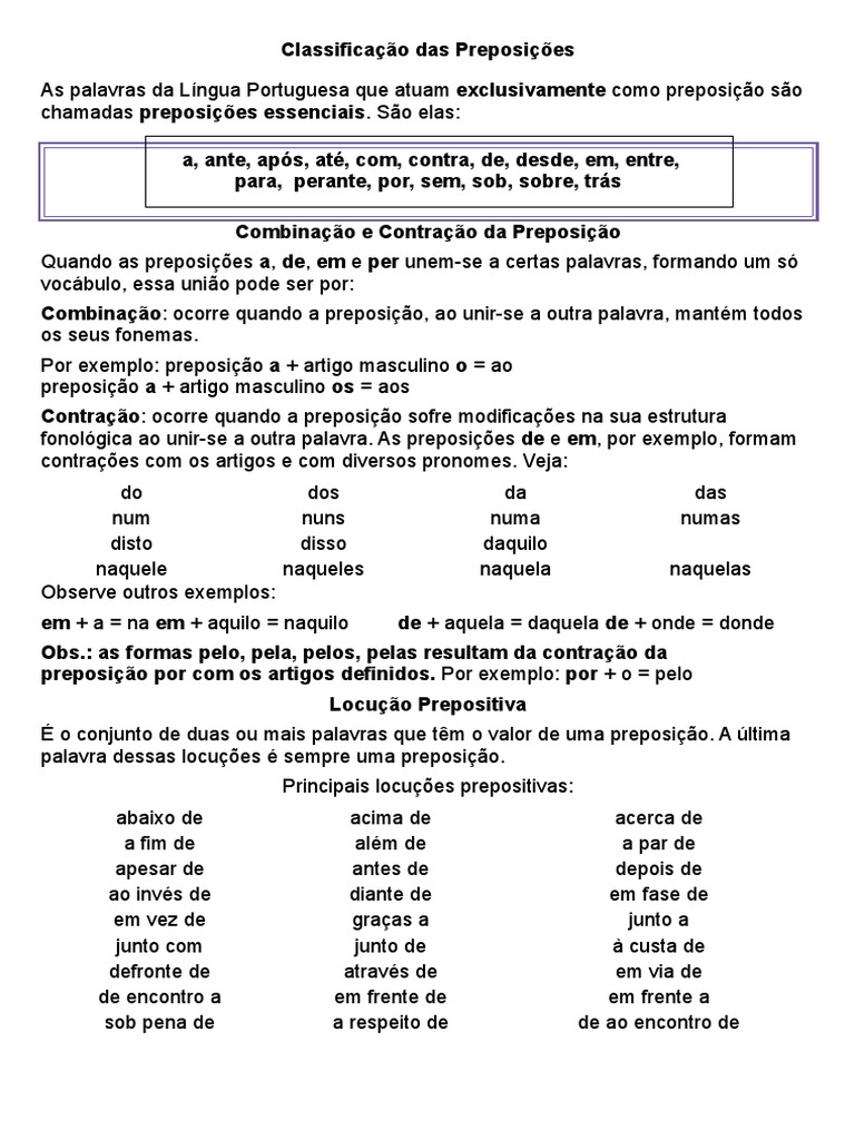 Exemplos De Preposicoes Preposições: Quais São, Lista, Essenciais X
