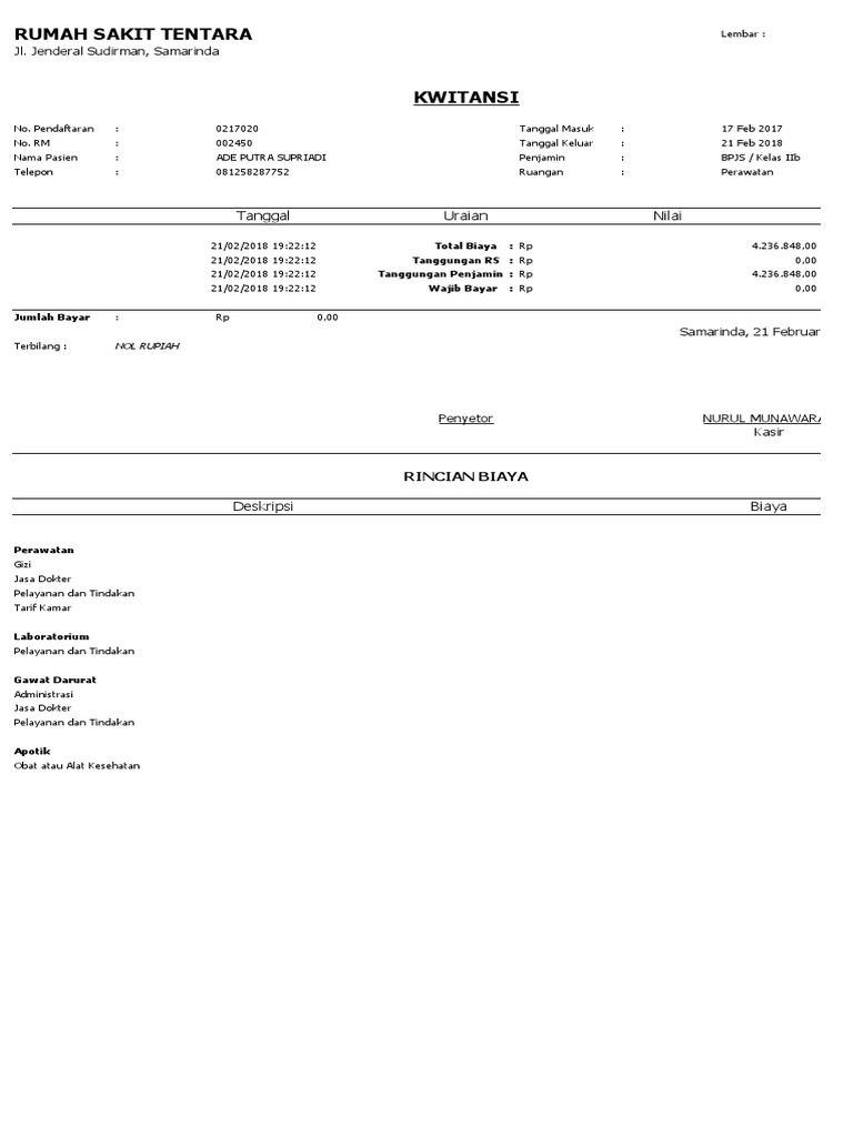 Contoh Editan Kwitansi | PDF