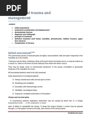 Maxillofacial Trauma and Management - Dental eBook & Lecture Notes PDF Download (Studynama.com - India's Biggest Website for BDS Study Material Downloads)
