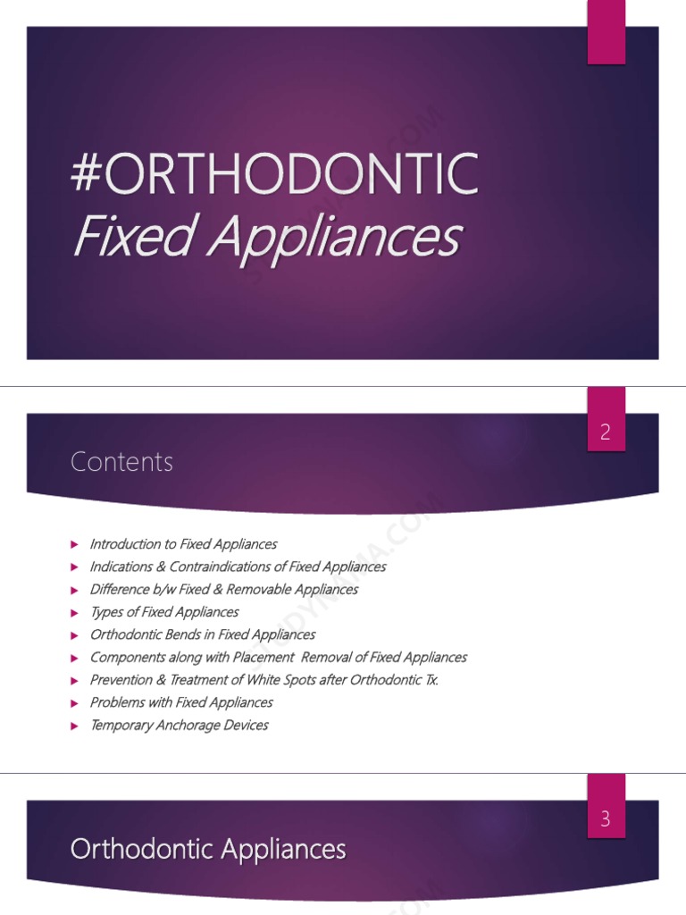 Overview of Fixed Orthodontic Appliances | PDF | Orthodontics | Dental ...