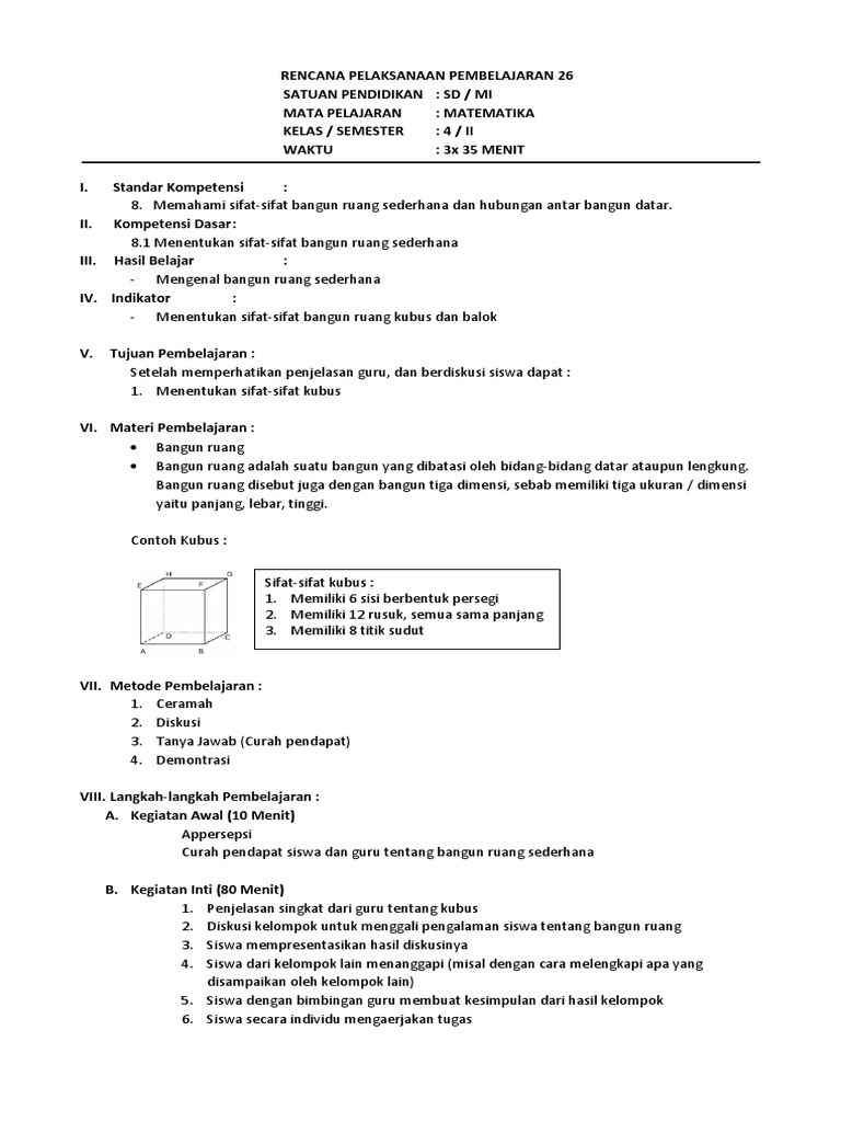 Rpp Matematika Kelas 4 Semester 2 Pdf