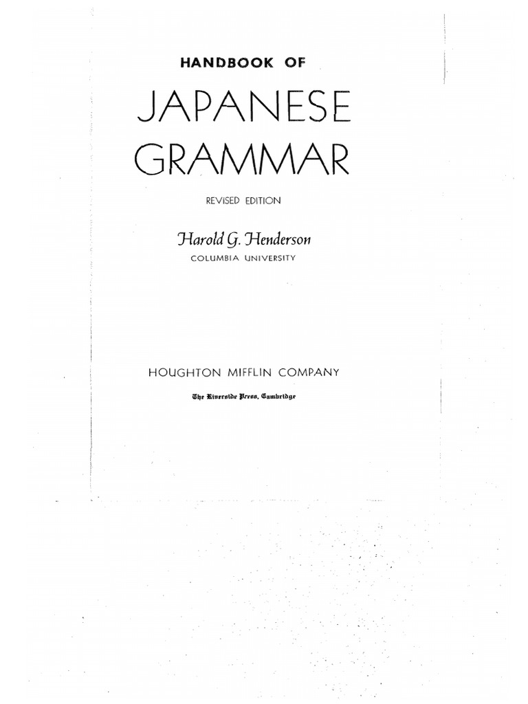 Harold G Henderson Handbook Of Japanese Grammar Routledge 2010 Noun Japanese Language