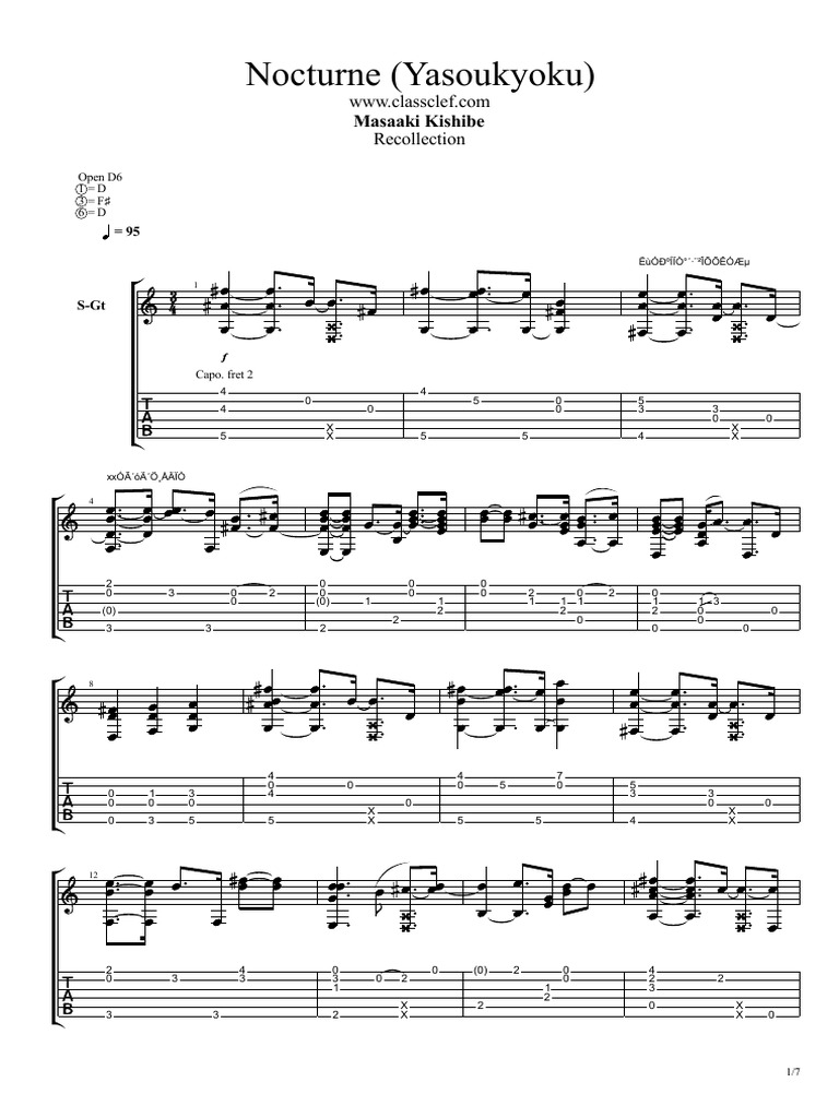Yasoukyoku (Nocturne) by Masaaki Kishibe PDF | PDF | Chordophones | String  Instruments