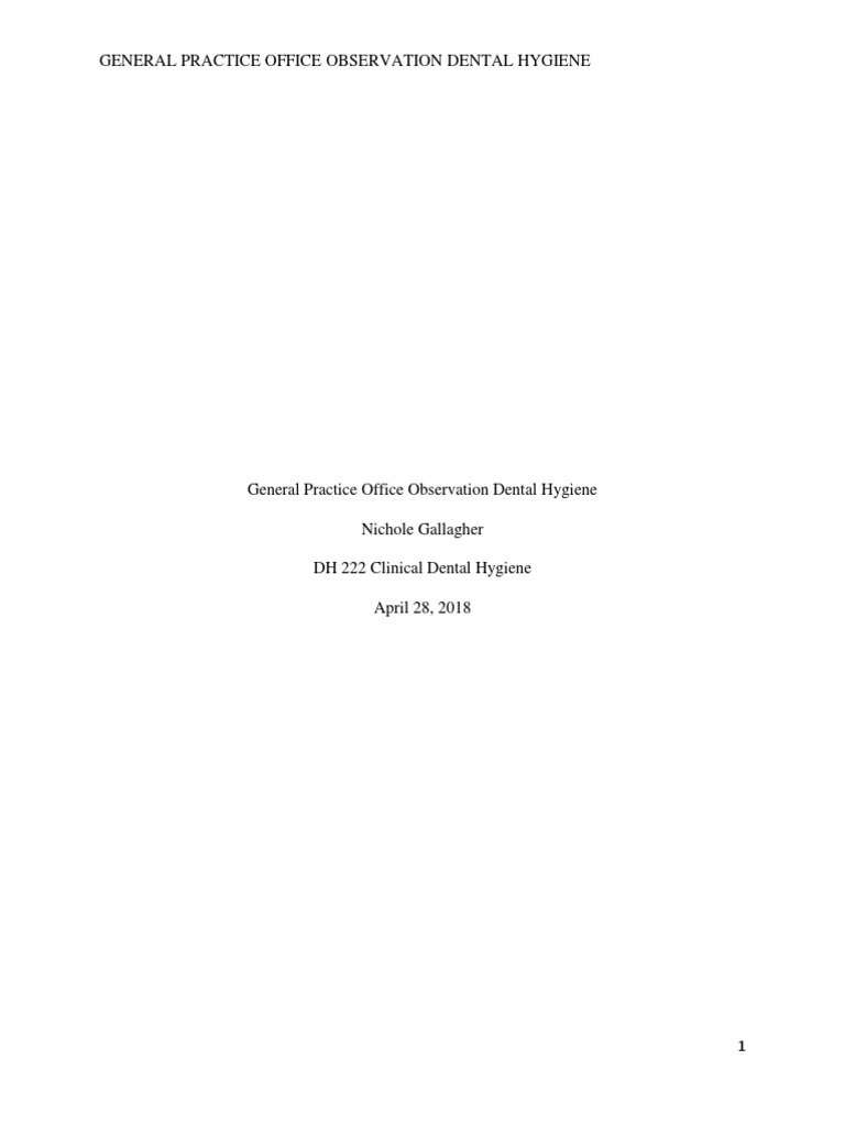 dh222 General Practice Office Observation Dental Hygienist