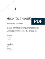 Hesham Yousef Mohamed Awad: 3G Radio Planning For Performance Management and Optimisation (WCDMA16) - RN3156-16A-WCD - CILT