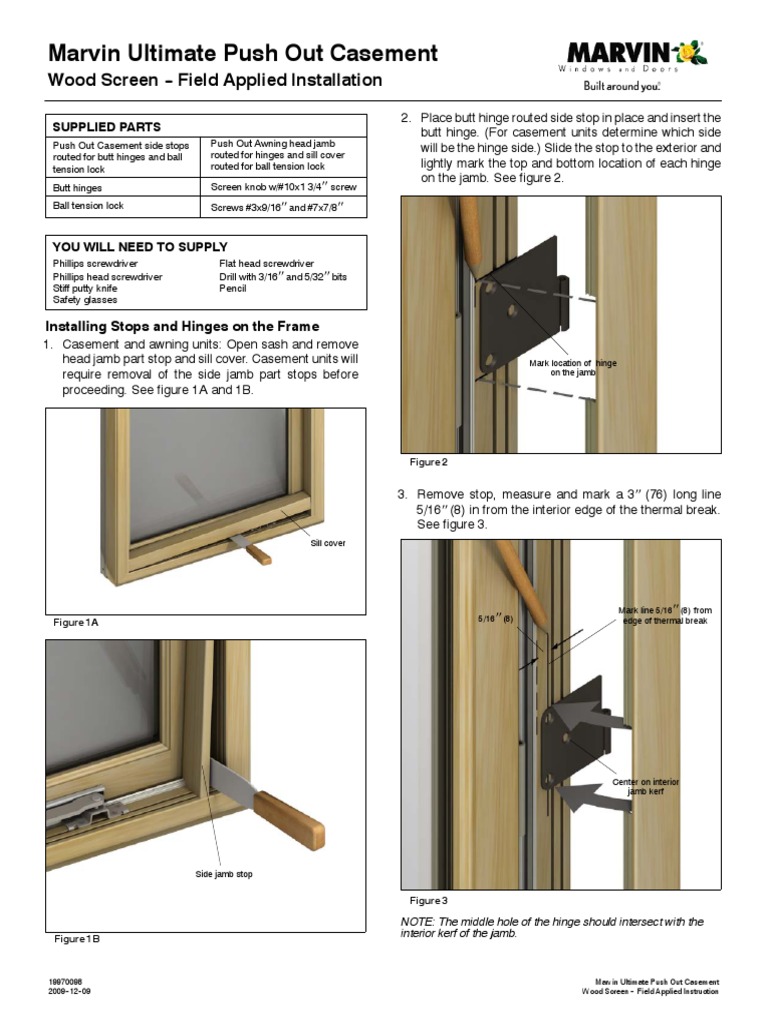 Marvin Push Out Casement Screen Install | PDF | Window | Tools