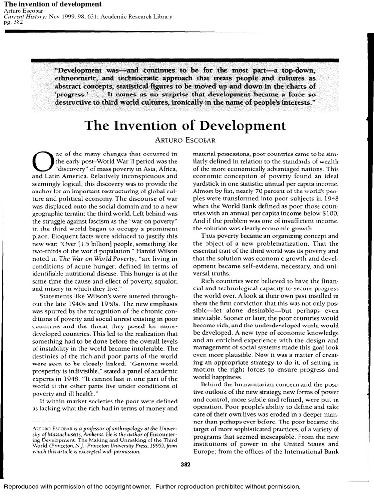 The Invention of Development | PDF | Social Science | History
