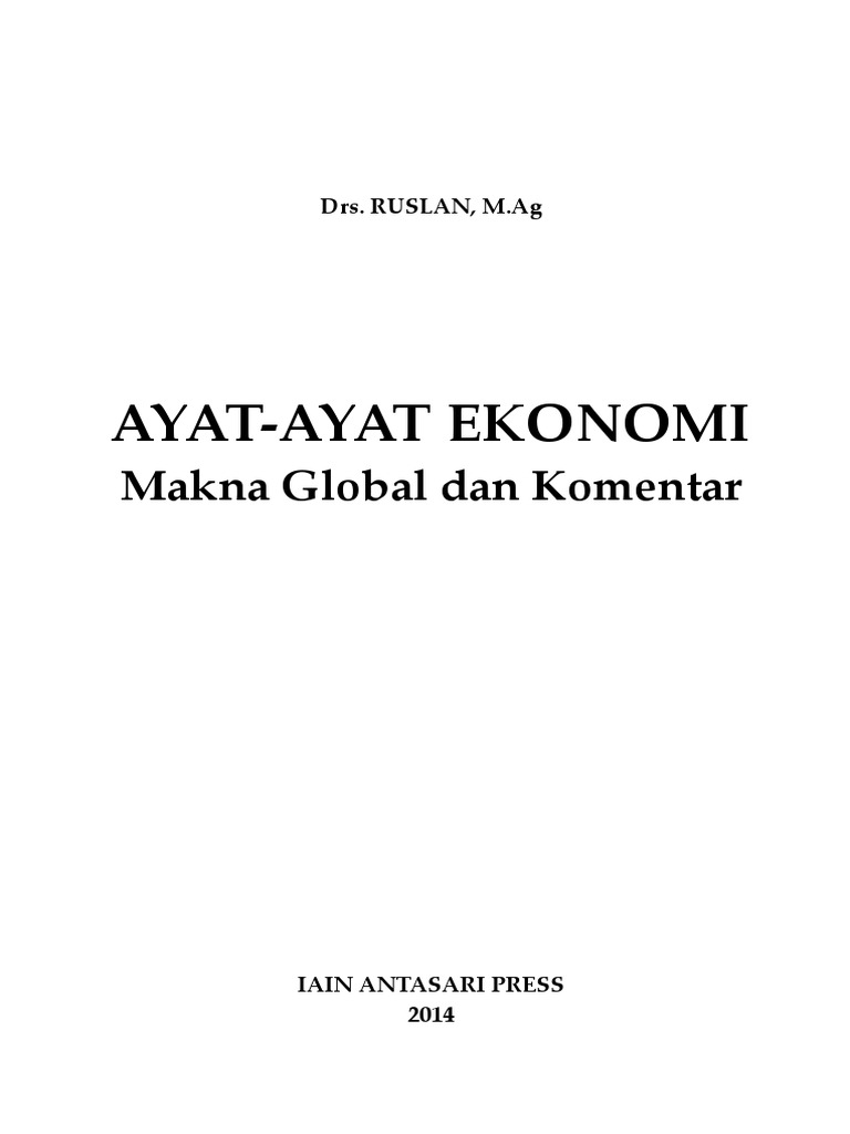 Ayat Ayat Ekonomi Makna Global Dan Komentar Pdf