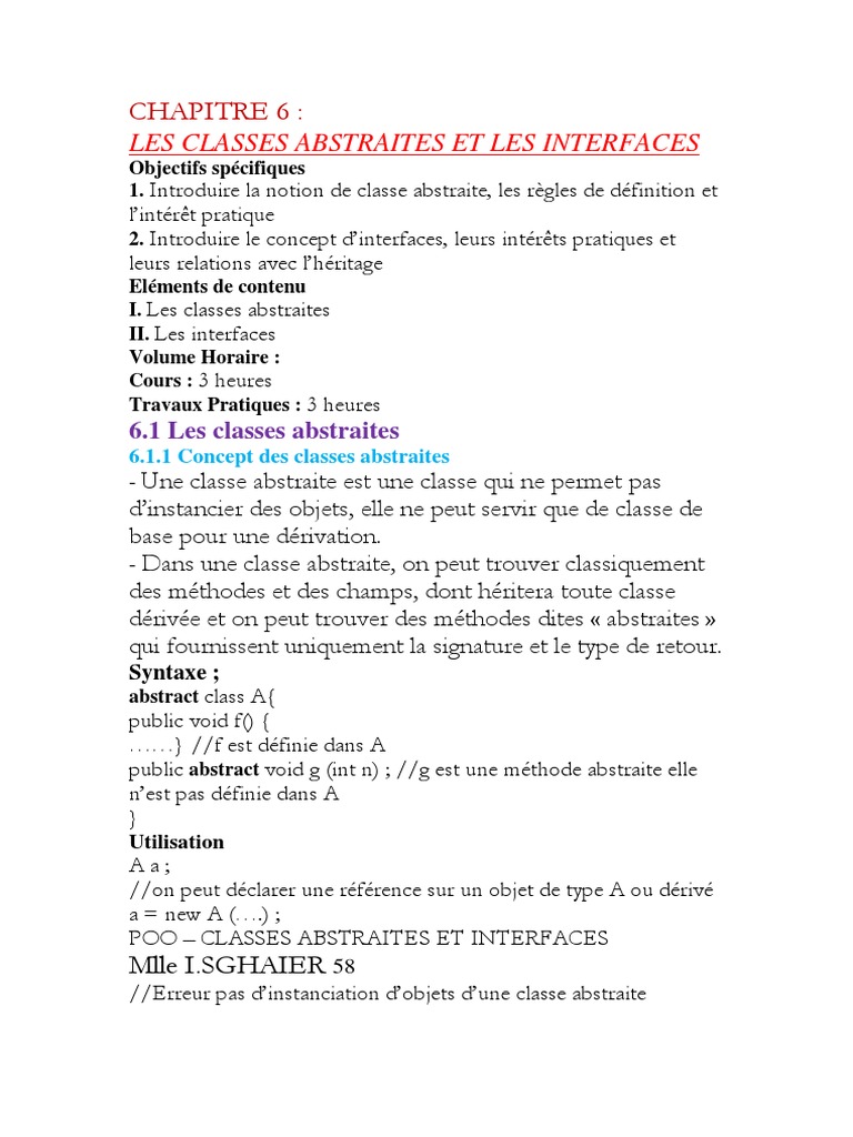 Classes Abstraites et Interfaces en Java | PDF | Classe (informatique ...