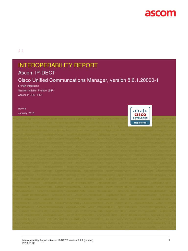 Ascom Interoperability Report - CUCMv8.6 - R4 | PDF | Session ...