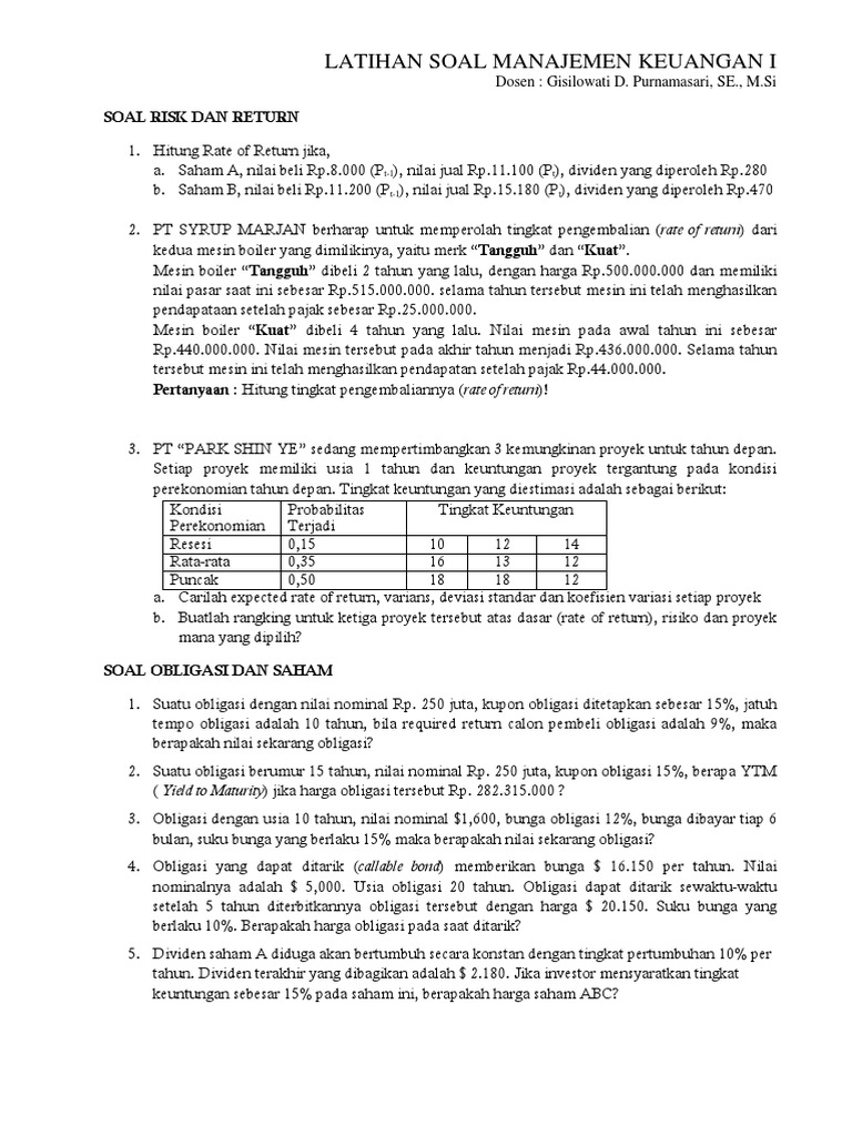 01. Latihan Soal Kelas manajemen keuangan