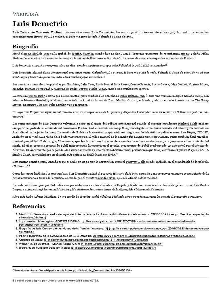 Luis Demetrio Wikipedia La Enciclopedia Libre Entretenimiento General Musica luis demetrio wikipedia la