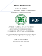 ANTECEDENTES 03 Tesis Maestría Análisis y Mejora en Los Procesos Administrativos de Una Empresa PDF