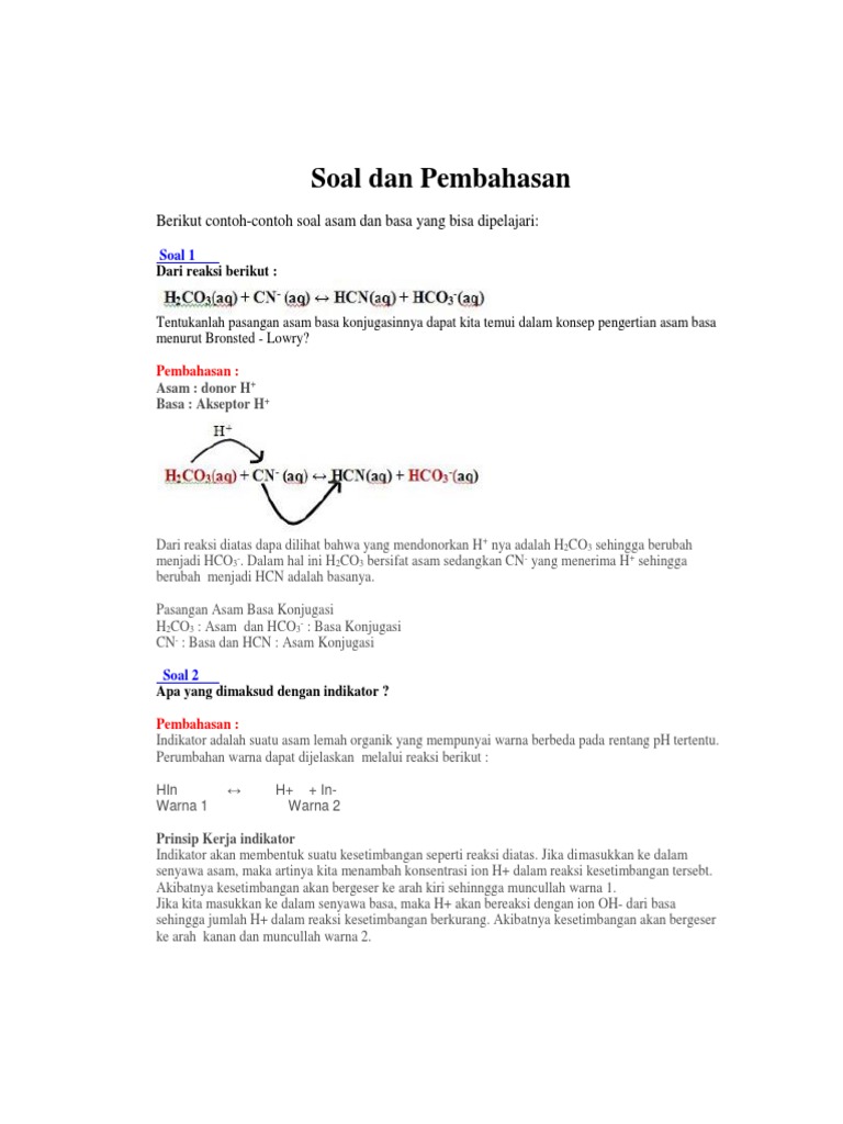 Contoh Soal Asam Basa Dan Penyelesaiannya Contoh Soal