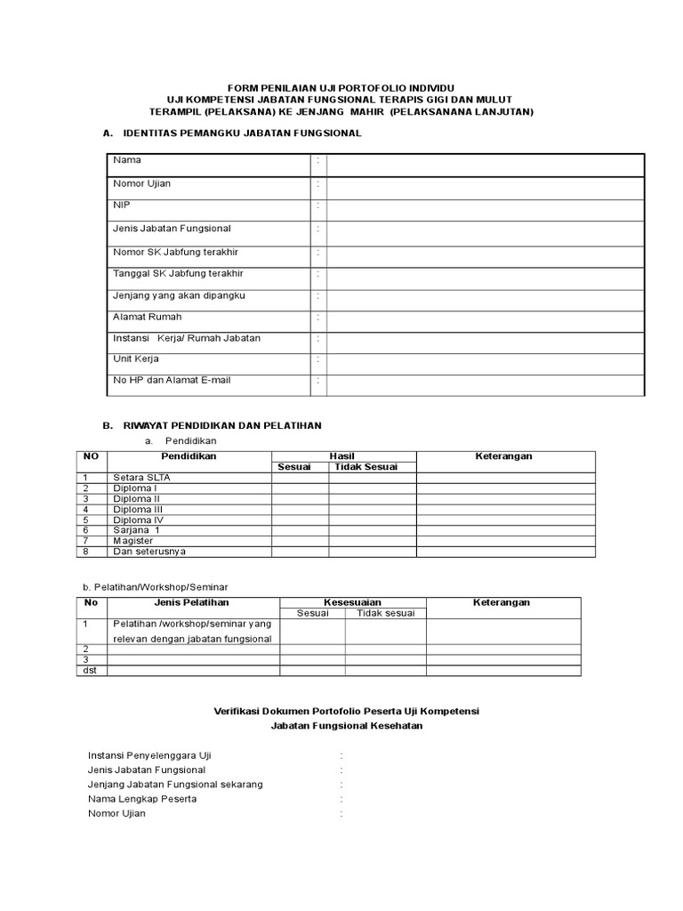 Penilaian Portofolio Perawat Gigi Pelaksana