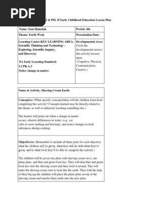 psl i   psl ii early childhood education lesson plan 2