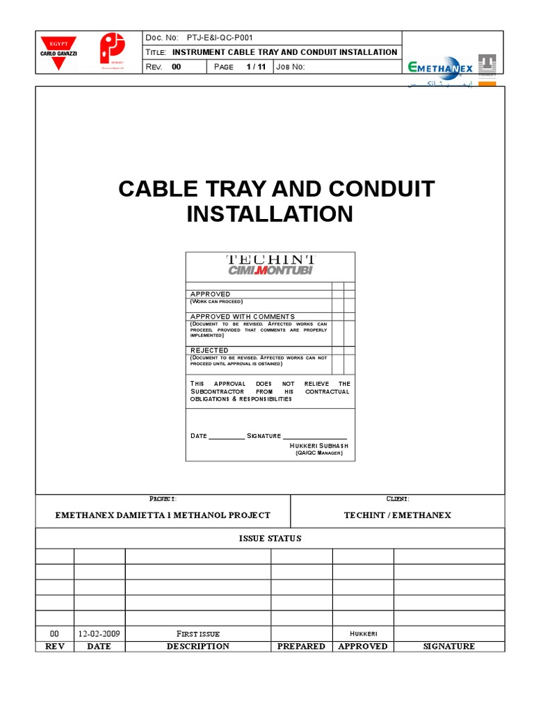Cable Tray Installation Procedure PDF Building Engineering