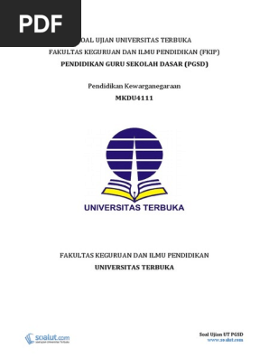 Soal Ujian Ut Pgsd Mkdu4111 Pendidikan Kewarganegaraan Disertai Kunci Jawabannya
