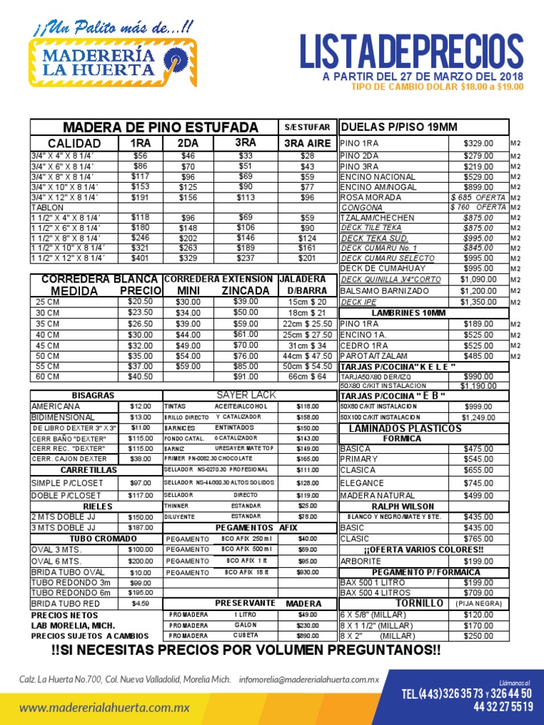 Lista_de_Precios MAR 2018 MADERA