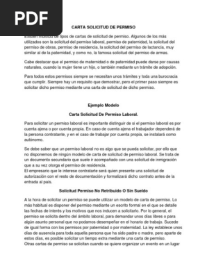 Carta Solicitud De Permiso Pdf Salario Adopcion