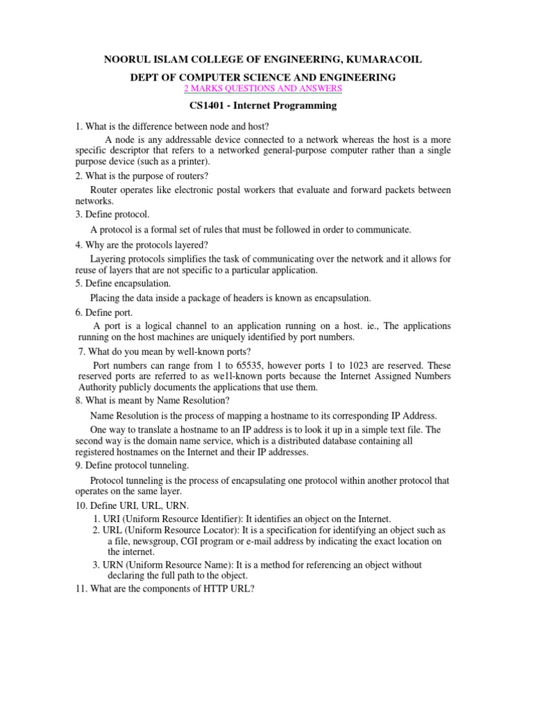 CS1401 - Internet Programming | PDF | Network Socket | Port (Computer ...