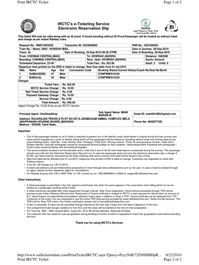 IRCTC e-Ticketing Guidelines and Sample | PDF | Identity Document ...