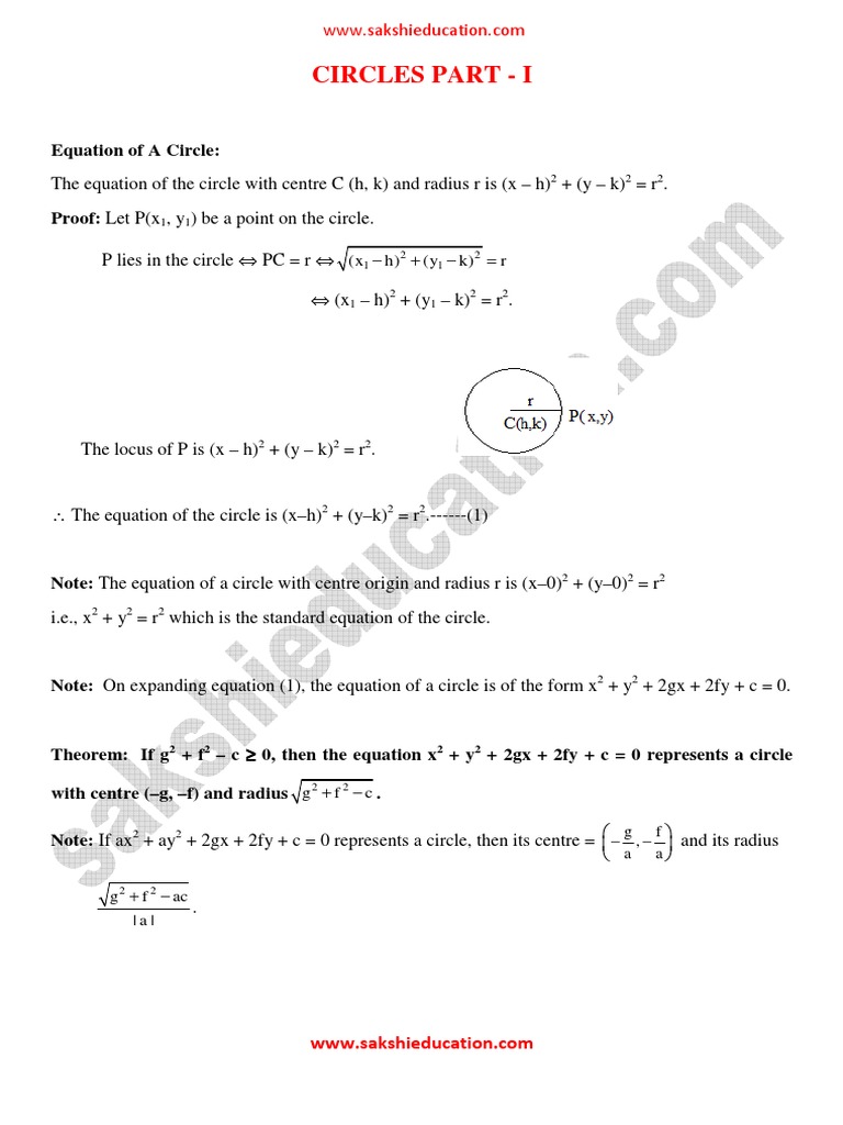 Circles Part I Pdf Circle Cartesian Coordinate System