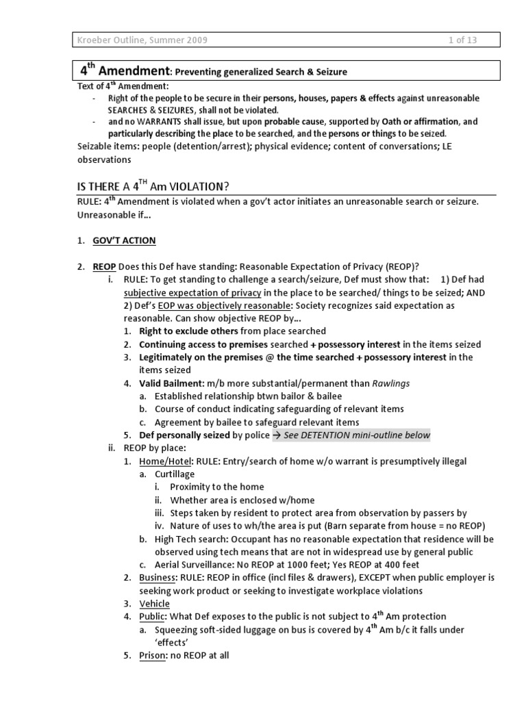 4th Amendment Search and Seizure Guide | PDF | Search And Seizure ...