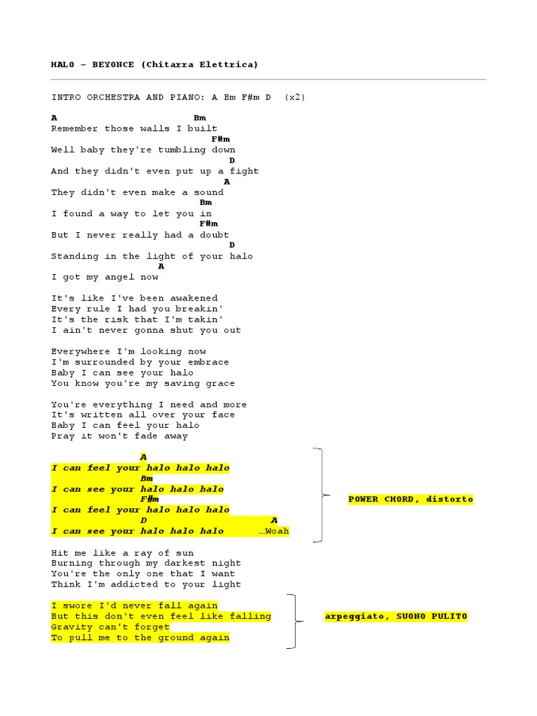 Halo - Beyoncé (ACCORDI) | PDF | Song Recordings Produced | Songs Written