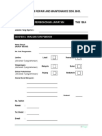 TNB REPAIR AND MAINTENANCE SDN. BHD. Job Application Form