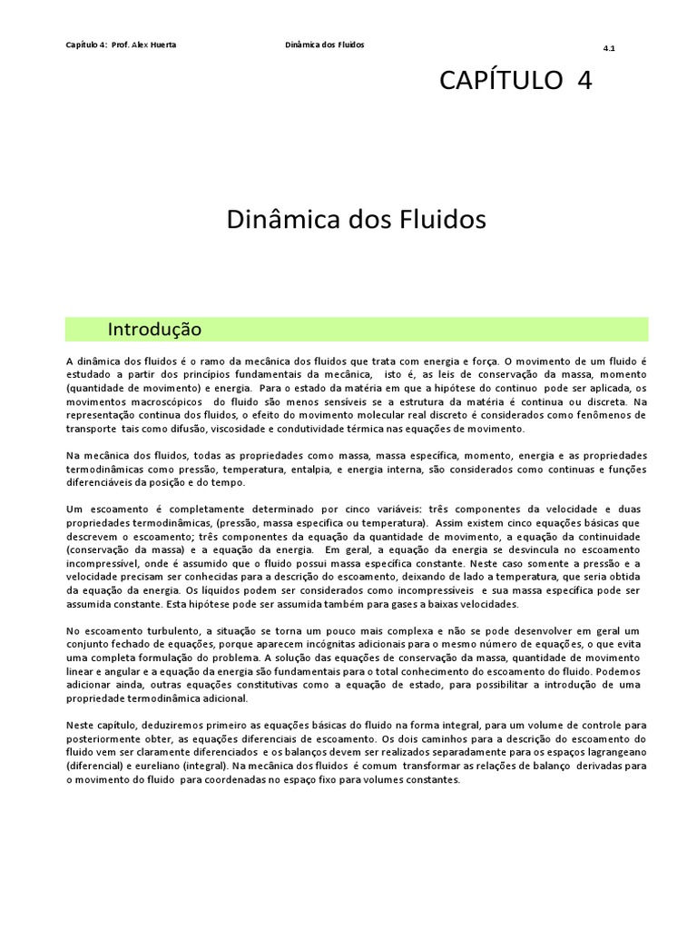Dinamica Dos Fluidos | PDF | Mecánica de fluidos | Impulso