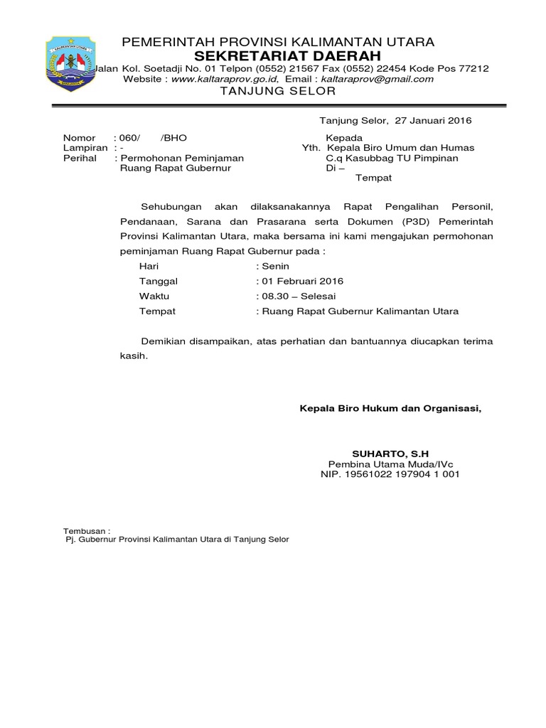 Nota Dinas Permohonan Fasilitasi Tamu