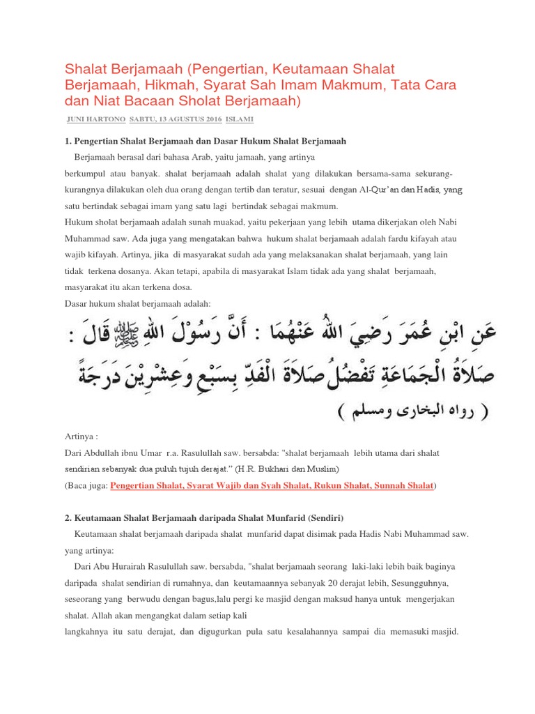 Shalat Berjamaah Pengertian Keutamaan Shalat Berjamaah Hikmah Syarat Sah Imam Makmum Tata Cara Dan Niat Bacaan Sholat Berjamaah