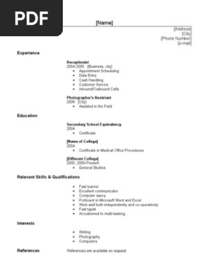 Blank Resume 2010