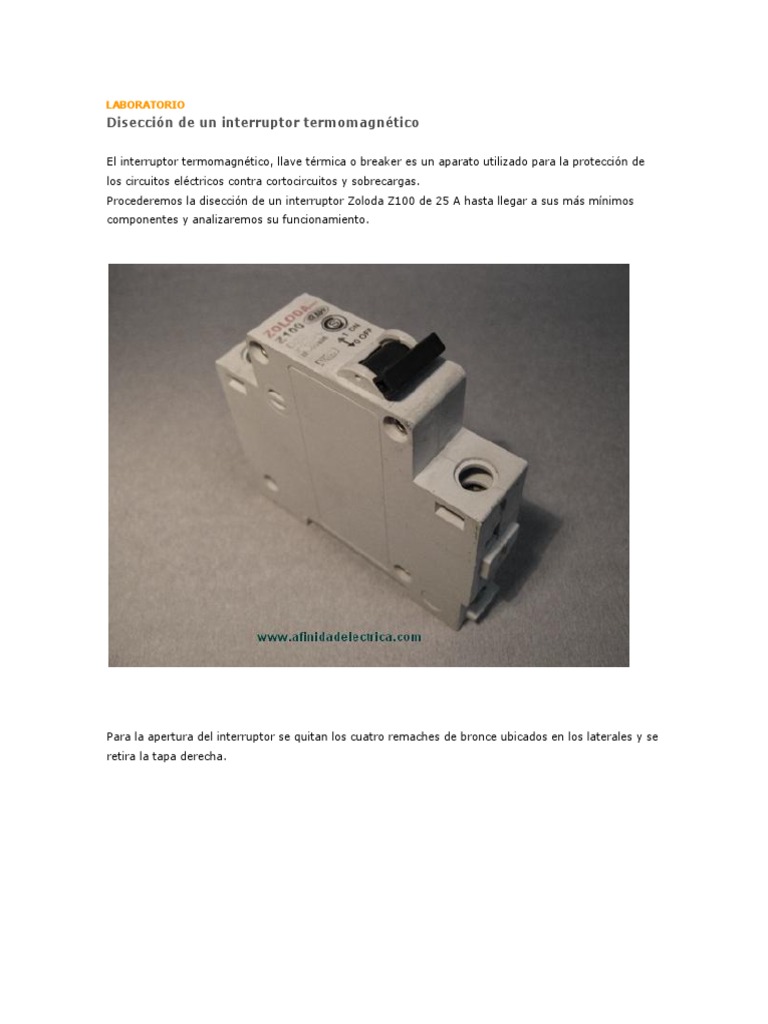 Disección y Funcionamiento de Breakers | PDF | Corriente eléctrica | Fuerza