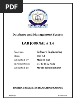 Lab Journal # 14: Database and Management System