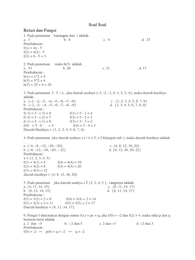 Soal Soal Fungsi | PDF