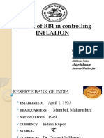 Role of Rbi in Controlling Inflation