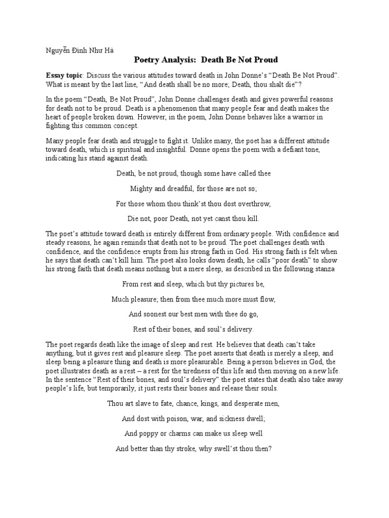 Metaphysical elements in death be not proud picture