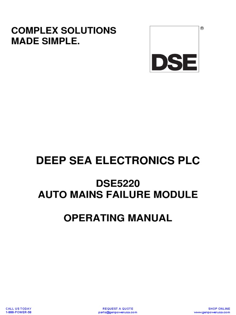 Deep Sea 5220 Manual PDF | PDF | Instrumentation | Mains Electricity