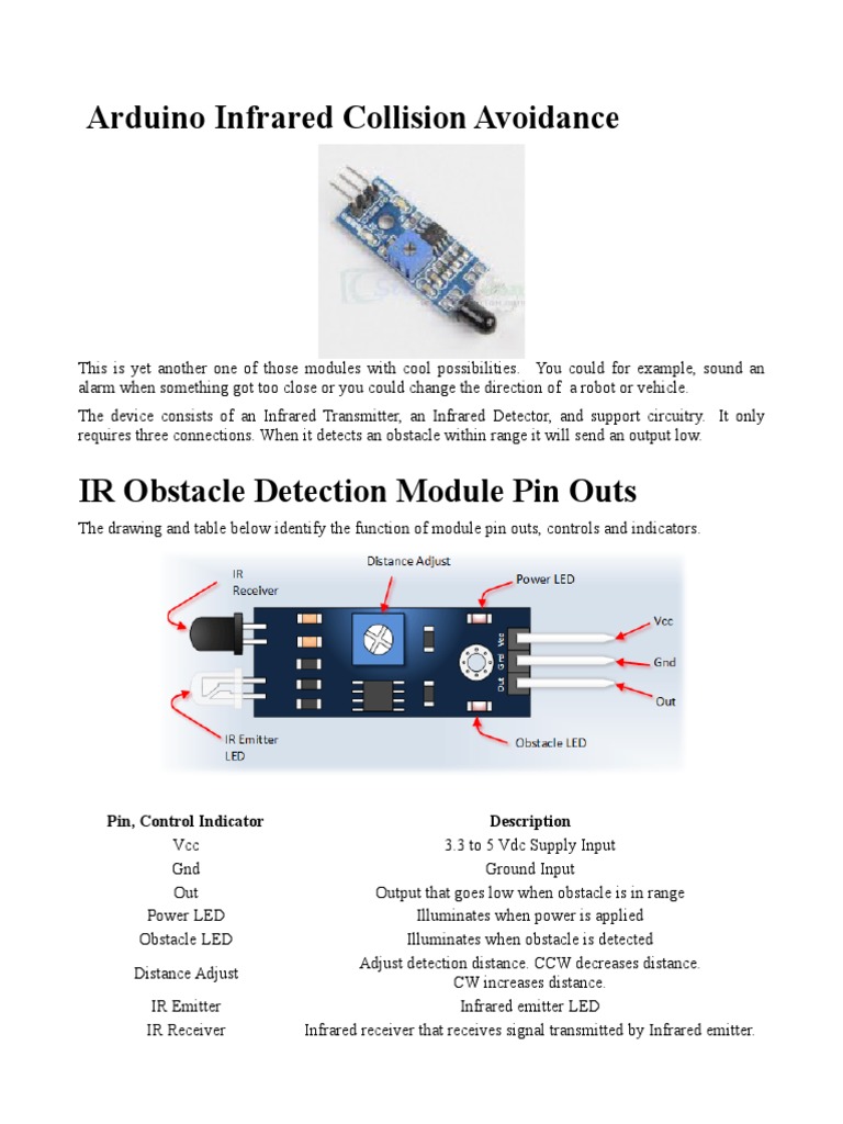 Arduino Infrared Collision Avoidance: Pin, Control Indicator ...