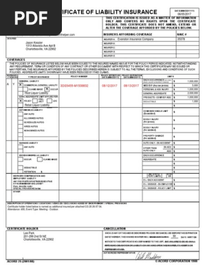 Certificate of Insurance