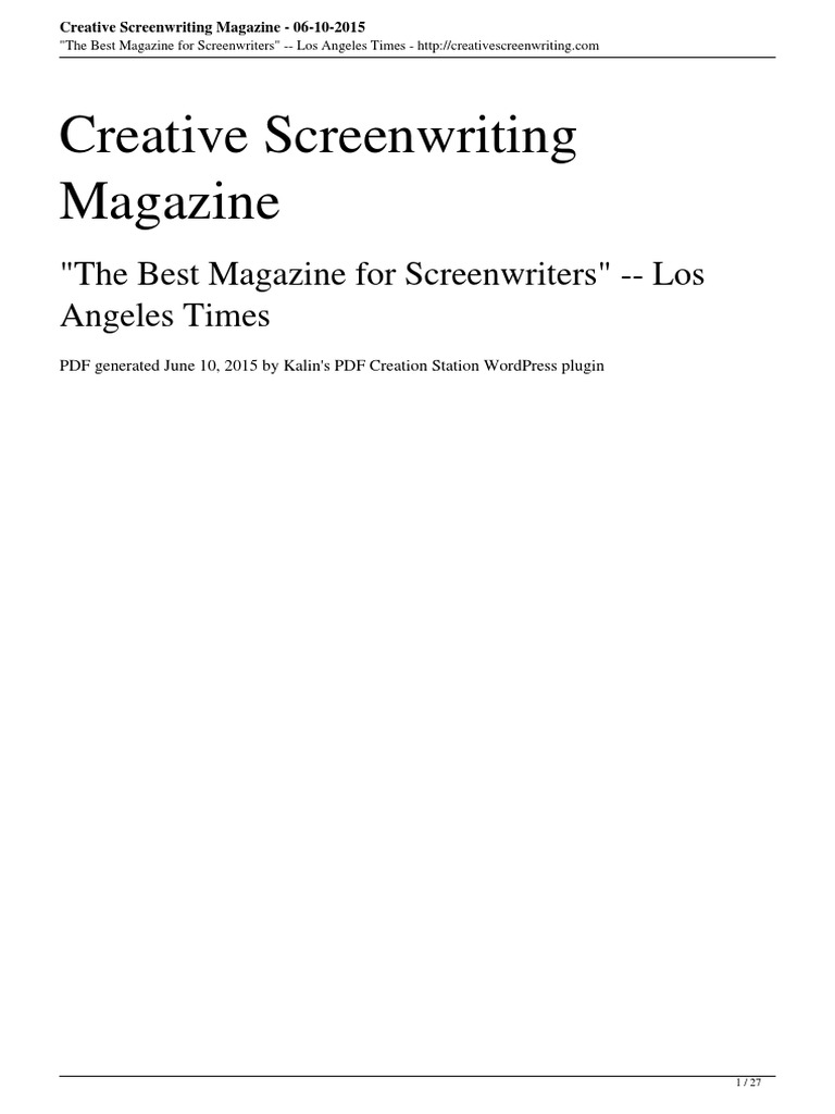 Creative Screenwriting Magazine 4 PDF Screenwriter Screenplay