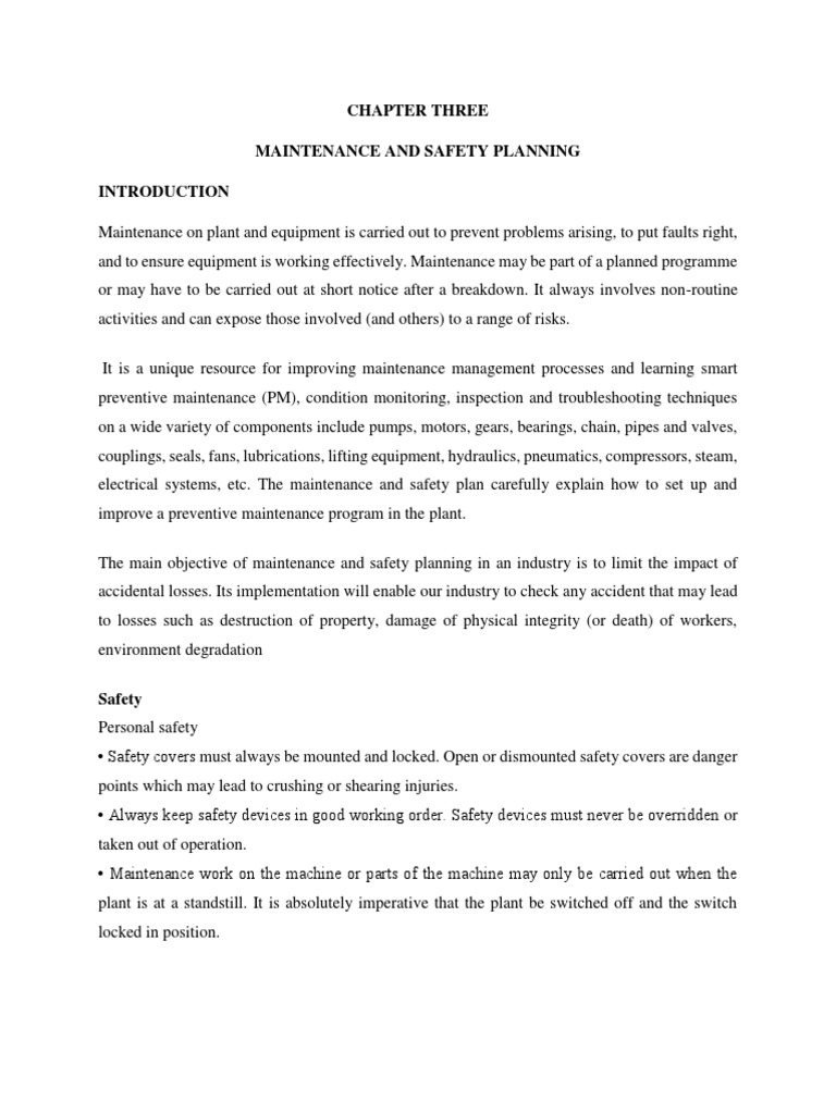 Maintenance and Safety Planning Guide | PDF | Personal Protective ...