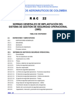 RAC 22 Normas Generales de Implantación Del Sistema de Gestión Operacional (SMS)