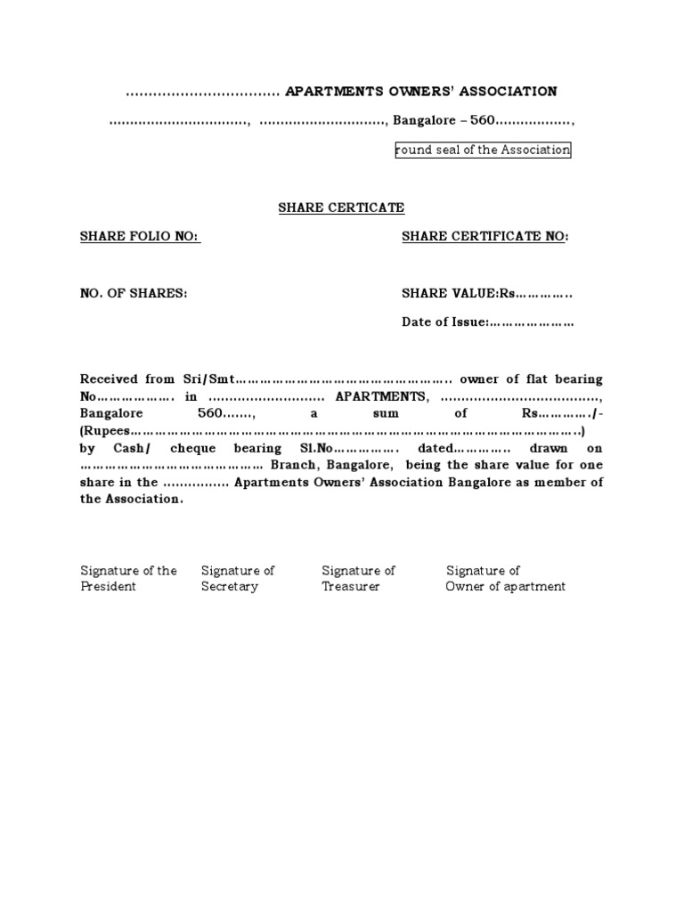 Apartments Owners' Association PDF