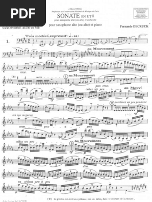 楽譜　Fernande DECRUCK 　ソナタ en ut　サックス　ピアノ デュクリュック：ソナタ 嬰ハ調（A.Sax.ソロ）／Sonate en Ut